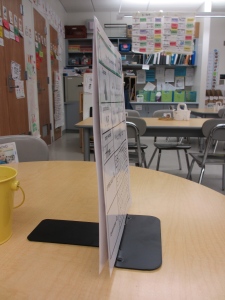 This is a side view of the book end with the laminated charts slipped over.