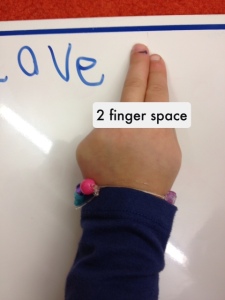 This picture was made in snap to remind a small group of writers to use a two finger space when writing.